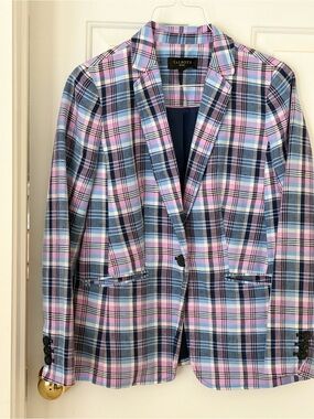 Talbots Pink and Blue Plaid Blazer
